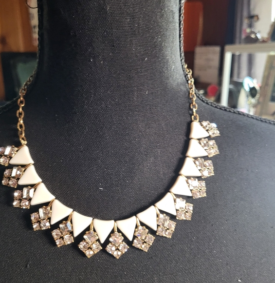 J. Crew Gold and‎ White Gemstone Necklace - Picture 1 of 5